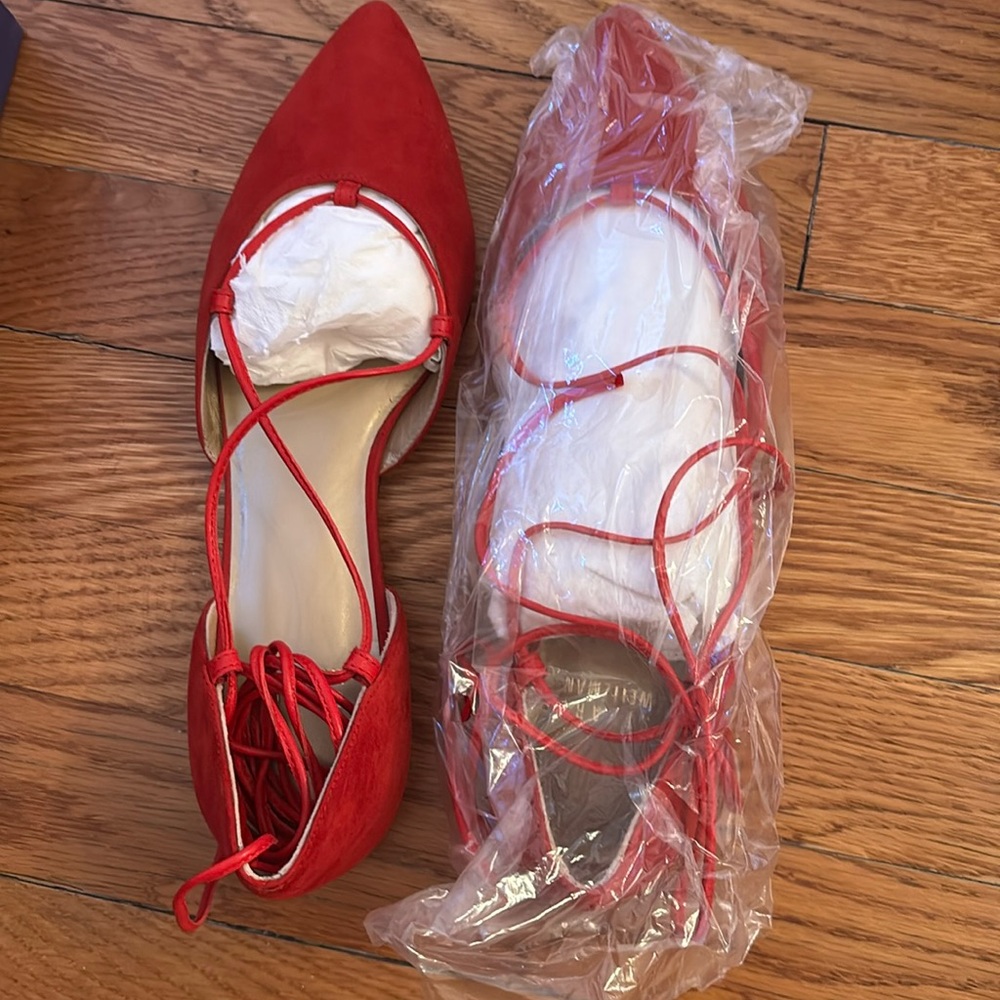 Stuart Weitzman Gilligan Lace-up Suede Flats NWOT